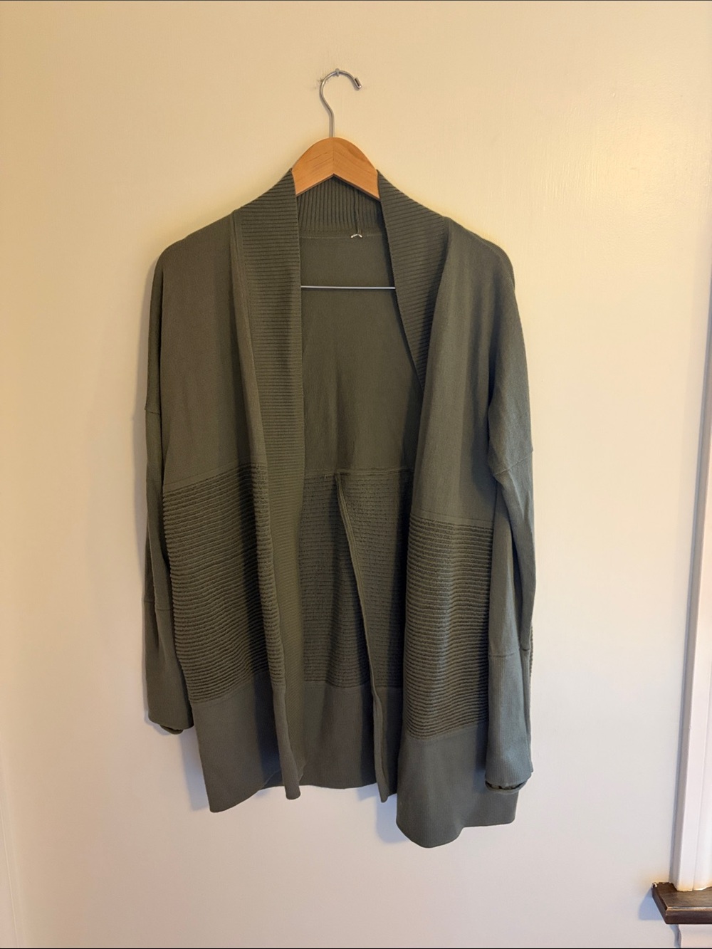 lululemon Textured Open-Front Cardigan in Olive